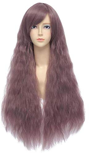 Baisheng Harajuku Lolita 65cm Purple gewellte lockige Dauerwelle lange synthetische volle Cosplay Kostüm Anime Perücke (65cm-Zitrone)