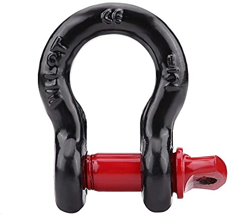 OKBY Grilli a D-Ring Nero e Rosso - capacità di carico 4,75T / 10.000lbs-8T / 17.000lbs, Acciaio + grillo zincato, per rimorchiatori di Recupero Veicoli (Dimensione: S)
