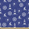 ABAKUHAUS Leuchtturm Gewebe als Meterware, Maritime Silhouetten, Dicht Gewebter Stoff zum Nähen Polster Wohnaccessoires, 3M (148x300cm), Violettblau Weiß