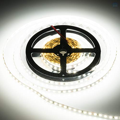 Brollux Profi LED Stripes, 5m Stripe, 600 LEDs, 7200 Lumen, Neutral Weiß, 24V, Dimmbar, Indoor, LED Leiste, Touch-Steuerung, Wedge Basis, 1 Stück