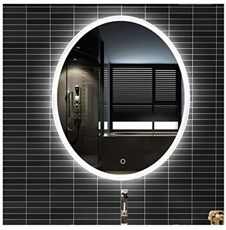 Djz Ovaler Wandspiegel LED Hinterleuchtet Badezimmerspiegel Anti-Fog Kosmetikspiegel IP44 wasserdicht Energie sparen