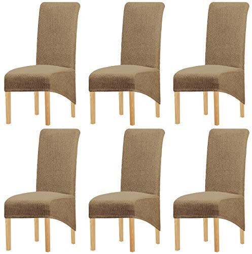 KELUINA XL Stuhlhussen,Universal Stretch Stuhlhussen 2er 4er 6er Set Stuhlbezug für Stuhl Esszimmer(Hell Kaffee,6 Stück)
