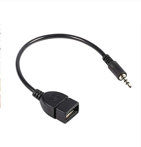 3.5mm Male AUX Audio Plug to USB 2.0 A Female Jack OTG Converter USB Adapter Cable -Black Color