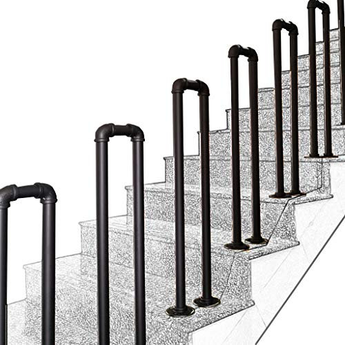 Handlauf Schwarz Treppengeländer Treppengeländer Handläufe Dachboden Zaun N-Typ Industrierohr Mattschwarz Kinder Seniorenheim Absturzsicherung Treppen Dekoration, N-Typ, 1St