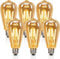 Edison LED Bulb E27, Vintage Light Bulb, 4W Filament Bulb, Antique Style Retro Amber Glass Screw Lamp, ST64 2200K 430LM - 6 Pack