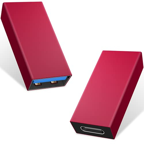 Duttek Adattatore da USB C a USB 3.0 da USB C a USB 3.0, adattatore USB 3.1, USB 3.0 femmina a USB C femmina, compatibile con iPhone 11, Google Pixel, Samsung Galaxy S20, Huawei, Moto (rosso)