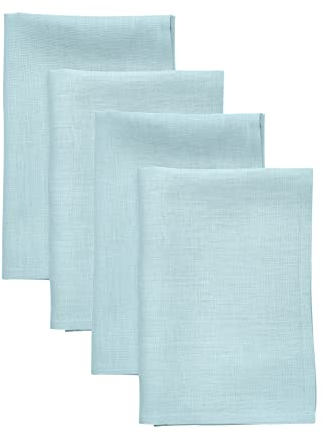 Solino Home Leinen Dinner Servietten 20x20 Zoll,100% Reines Leinen Aqua Blau Servietten für Thanksgiving, Weihnachten, Urlaub,Fete Stoff Stoffservietten 4er Set, Handgefertigt aus europäischem Flachs