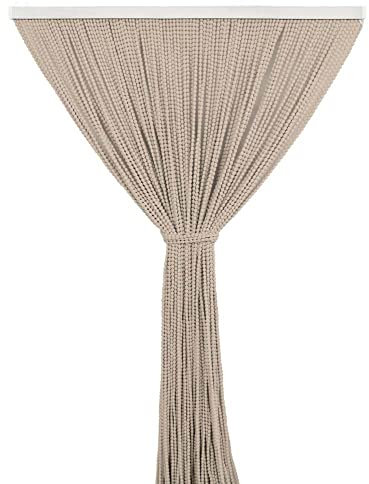 Il Gruppone Passione Casa Tenda Antimosche per Porta Finestra a Pannello con Telaio in PVC, in più Colori, Moschiera con Corde a Pallini per Esterno Interno Fili a Caduta - Beige - 120 x 220