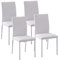 HOMCOM Set de 4 Sillas de Comedor Tapizadas en Polipiel y Patas de Metal Sillas Modernas para Cocina Dormitorio Carga 120 kg 41x50x91 cm Blanco