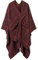 Villand Schal für Damen Poncho-Umhang Cardigan mit offener Vorderseite, Gürtel und Geschenktüte für Herbst und Winter (Weinrotes Plaid)