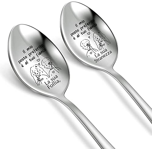 Cucchiaio da caffè 2 pezzi Set Marito Moglie Coppie Cucchiai da zuppa Fidanzata Fidanzato Regalo compleanno Anima gemella Regali di anniversario di matrimonio Gelato fidanzamento Natale (stile 2)