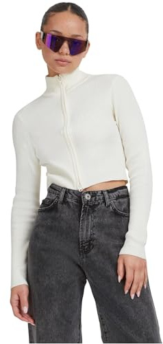Urban Classics Damen Ladies Cropped Rib Knit Zip Cardigan