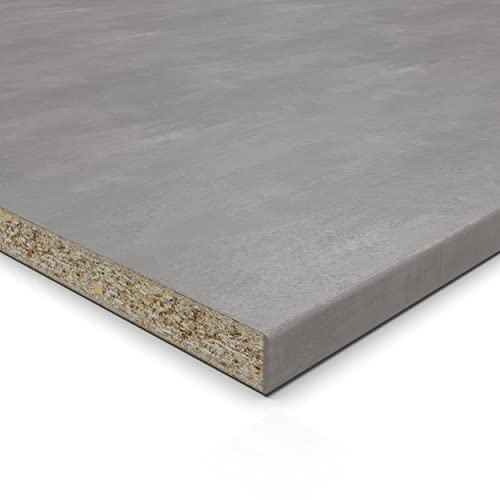 AUPROTEC 19mm Spanplatte Zuschnitt Beton melaminharzbeschichtet Länge bis 200cm Dekorplatten Zuschnitte mit Umleimer Auswahl: 20 x 110 cm (ABS Kante Lange Seite)