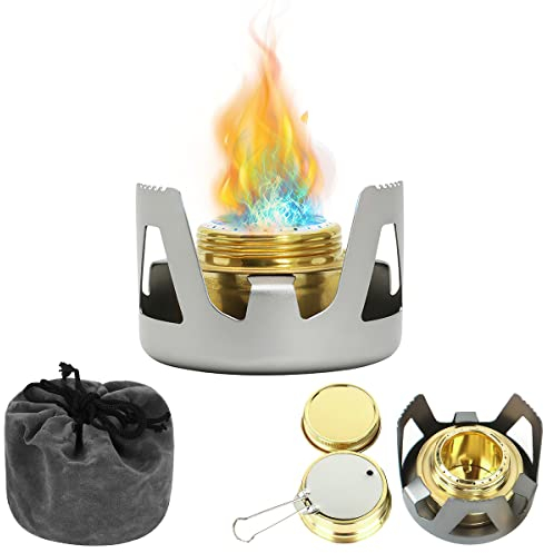 Rechaud Alcool Camping, RosyFate Réchaud Camping Portable, Réchaud à Alcool Intérieur, Réchaud à Alcool en Acier Inoxydable, avec Brûleur à Alcool, pour Randonnée, Cuisine en Plein Air