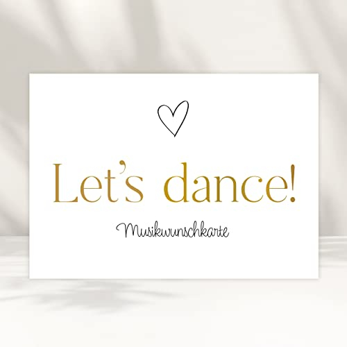 white & ivory 50x Musikwunschkarten Hochzeit | DIN A6 | Herz gold - Premium Musikwunsch Karten für DJ + Gäste-Wünsche, Hochzeitsspiel, Hochzeitsfeier
