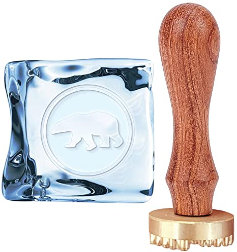 CRASPIRE Polar Bear Ice Stamp Ice Cube Stamp Ice Branding Stamp with Removable Brass Head & Wood Handle Vintage Ice Stamp for DIY Crafting Cocktail Whiskey Mojito Drinks Bar Making