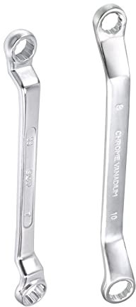 sourcing map 5.5mm x 7mm and 8mm x 10mm Metric 12 Point Offset Double Box End Wrench Chrome Plated, Cr-V 2pcs