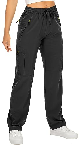 yeyity Wanderhose Damen Leichter Quick Dry Outdoorhose Atmungsaktiv Cargohose UV-Schutz Trekkinghose Funktionshose Jogginghose(6608,Black,S)