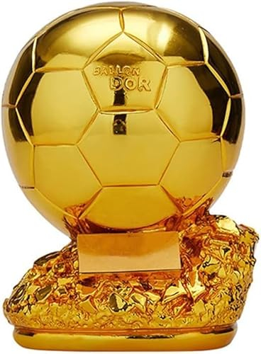 HESHS Harz-Fußball-Ballon-d'Or-Trophäen, vergoldet, Auszeichnungen für den besten Spieler, Trophäe, Fußball, goldene Ballon-Trophäe, Fans-Sammlung, Souvenir, kreatives Geschenk,25cm