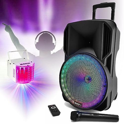 Générique Karaoké Pack Enceinte USB Bluetooth Autonome BOOST-12RGB-700 sur Batterie avec Micro sans Fil - Jeu Lumière Party-DERBY6