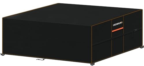 HEIMUNI Housse Salon de Jardin, 280x210x90cm Bache Table de Jardin Housses de Meubles de Jardin avec Corde, Bache Salon de Jardin Exterieur Imperméable Housse Protection Table de Jardin Exterieur