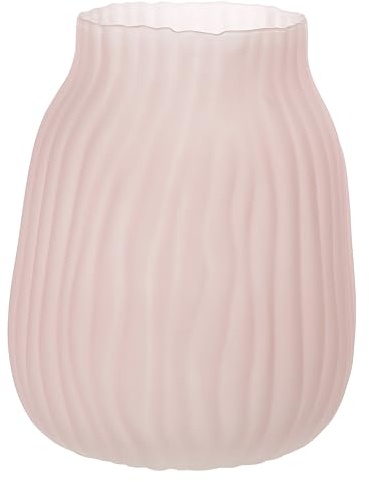 JAKY Global, Vaso in vetro a coste, grande, moderno, colore rosa, altezza 21 cm, decorazione per fiori, perfetto per casa, ufficio, tavolo della fattoria, centrotavola e vasi di vetro per fiori (rosa,