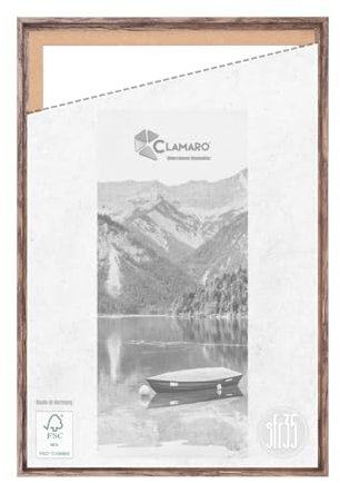 CLAMARO 'SFR35' Schattenfugenrahmen für DIN A2 (42 x 59,4 cm) Keilrahmen | Eiche Dunkelbraun | MDF-Holz Bilderrahmen für Keilrahmen Leinwände inkl. Aufhänger und Montagematerial