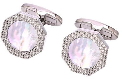 Herren-Manschettenknöpfe Perlmutt | Klassische und elegante Manschettenknöpfe | Geschenk für Hochzeitshemd für Herren | Zubehör für Männer Opal Design | Französische Musketierärmel Luxus Perle Silber