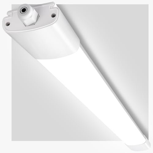 IEGLED Feuchtraumlampe LED 90CM, 30W 3300LM Feuchtraumleuchte mit 4000K Neutralweiß, IP65 Wasserfest LED Deckenleuchte Flach, Lampe als Garagenlampe, Werkstattlampe, Küchenlampe, Kellerleuchte