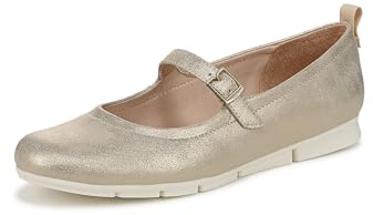 Dr. Scholl's Womens Timeless Jane Mary Jane Flat Gold Smooth 7.5 M