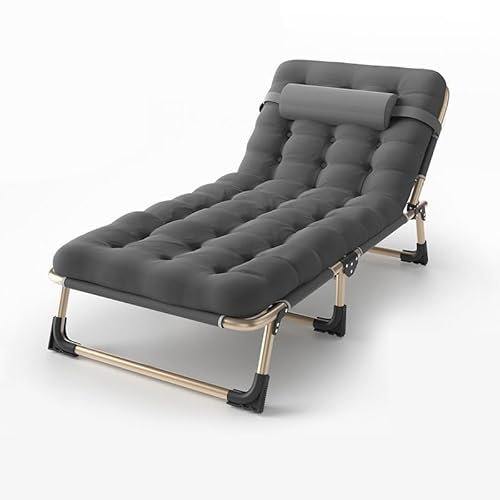 KELUNIS Cama Individual PortáTil Ajustable Cama Plegable Ampliada De 75 X 190 Cm con Almohada Apto para Camas Plegables De Interior Y Exterior,Gris