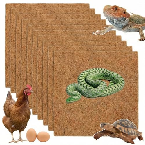 EBIEFLY Reptilien-Substratmatte, Teppich, Hühner-Nest, Matte, 30 x 30 cm, natürliche Kokosfaser, Haustiermatte, Substratauskleidung, Terrarium, Pflanzgefäß, Auskleidung für Eidechse, Schildkröte