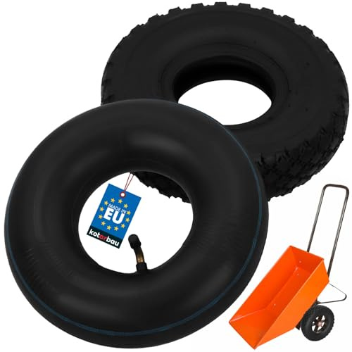 KOTARBAU® Bollerwagen Reifen 3.00-4 260x85 mm + Schlauch für Sackkarre & Transportwagen - Schubkarre Ersatzschlauch - ⌀ 22 cm + Sackkarre Ersatzreifen - ⌀ 24 cm - Gummi - Schwarz