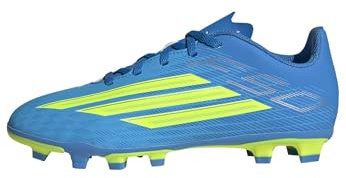 adidas Unisex Kids F50 Club Firm Ground/Multi Ground Football Boots Kids, Lucid Ray Blue/Team Solar Yellow 2/Lucid Aquamarine, 3 UK