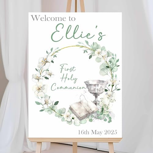 First Holy Communion Party Welcome Sign, Personalised Poster, Naming Day, Baptism, Confirmation Day Celebration A4, A3, A2, A1