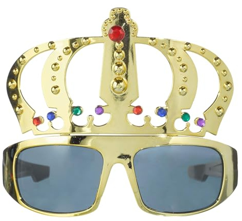 BIBITI Krone König Lustige Sonnenbrille,Gold Brille,Party Brillen Lustig,Hässliche Sonnenbrillen,Sunglasses Männer Accessoires,Geburtstagskönigin-brille Spassbrillen für Heren und Frauen Party