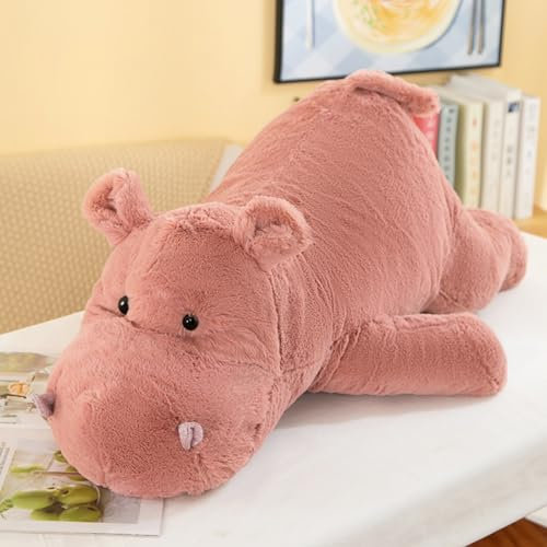 AQCQDQ Nilpferd Kuscheltier Rosa, Nilpferd Stofftier, Nilpferd Plüschtier, Realistische Nilpferd Plüsch Spielzeug für Wilde Tiere, Weich Hippo Puppe Geschenk für Freunde und Kinder (35CM)