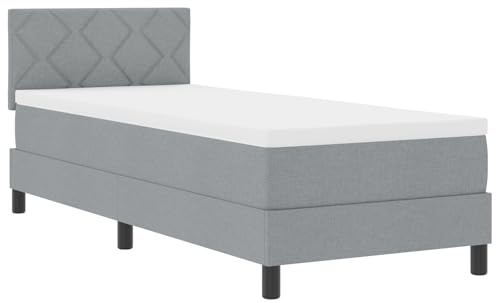 vidaXL Boxspringbett mit Matratze Hellgrau 80X200 cm Robuste Moderne Stylische Schlafzimmermöbel Rahmen Einzel Topper Klappbar Kompakt