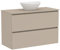 Baikal Mueble de Baño Klay. Mueble MONTADO. 2 Cajones Suspendido con Lavabo sobre Encimera. Armario de Baño. Lavabo Ceramico. 100cm Visón.