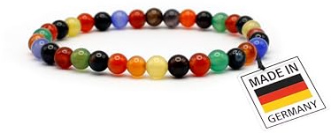 Handgefertigtes Achat-Armband, Länge 19 cm, handgefertigt aus echten Edelsteinen, hochwertiger Edelstein-Schmuck für Damen und Herren