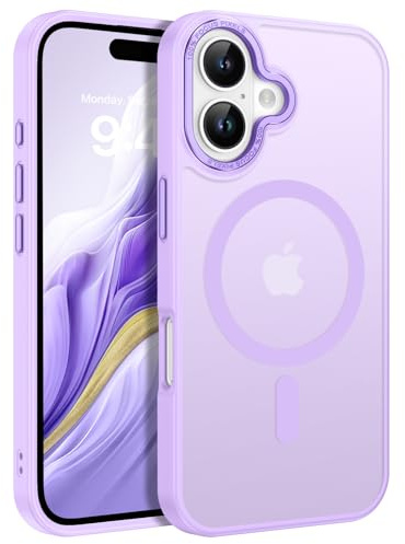 GUAGUA Magnetic for iPhone 17 Case 6.3-Inch, Fit for MagSafe [14FT Military Grade Drop Protection] Translucent Matte Back Slim Shockproof Anti-Scratch Phone Cover, Light Purple