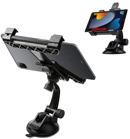 Tablet Car Mount 360° Rotating Adjustable Tablets Stand with Suction Cup Dashboard Windshield Glass Cars Mount Tablet Holder for ipad Samsung Galaxy iPhone Pixel 10 Size 7-10.5 Tablets Smartphones