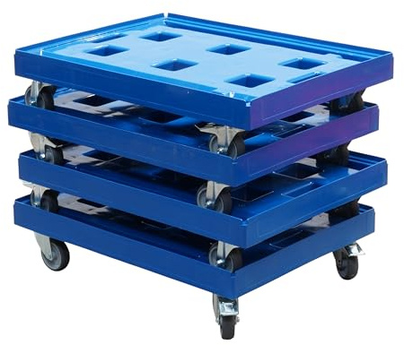 4 Stück Gigant Transportroller in Rot für Kisten 80 x 60 cm - 400 kg Traglast mit 2 Bremsen