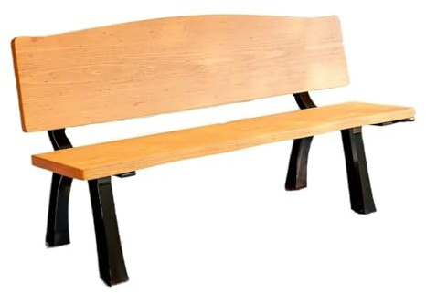 Gartenbank für den Außenbereich, Aluminium-Rückenlehne, wetterfester Parkstuhl aus Holz, 150 cm lang, stilvolles Gelb, langlebig und bequem für Terrasse, Hof und Garten