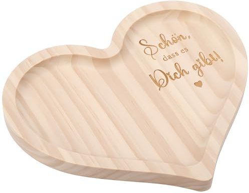 Geiserailie Geschenke für Frauen Holztablett Schön DASS es Dich gibt | Herzförmige Holz Deko mit Gravur Danke Geschenk für Freundin Mama Oma Geburtstag Sie Ruhestand Hochzeitstag Jahrestag