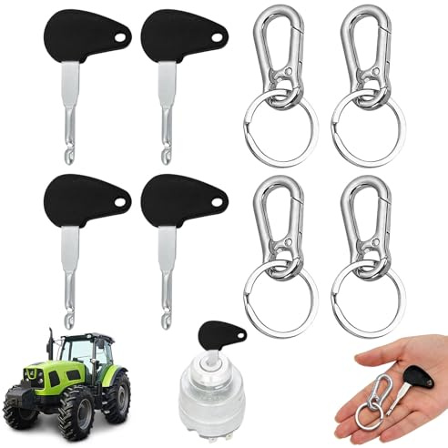 Clé de Contact pour Tracteur et Engins de Chantier, Lot de 3 Clés Universelles avec Anneaux Porte-Clés, Compatible avec Plusieurs Marques de Tracteurs et Véhicules de Construction
