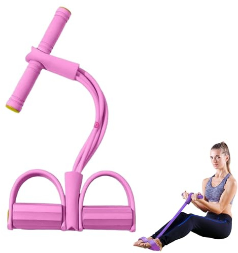 Multifunction Tension Rope, 6-Tube Pedal Resistance Band Elastic Pull Yoga Tension Rope, Pedal Resistance Bands with Handle, for Abdomen/Waist/Arm/Leg Stretching Slimming Training (pink)
