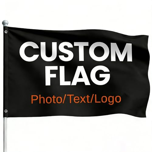 Personalisierte flagge selbst gestalten, fahne selbst gestalten, Einseitiger Druck Beidseitiger, 4 Größen, Upload Eigenes Logo/Bild/Wörter (Einlagiger Stoff – Einseitiger Druck,3x5FT (90x150cm))