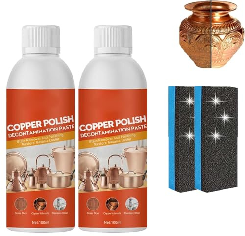 Brass Copper Cleaner Polish Spray,BrassCopper Polish,Brass Cleaner,Metal Cleaner and Rust Remover,Metal Polish forBrass,Instant Brassand Tarnish Restorer,Coppers Cleaner for Pots and Pans (2Pcs)
