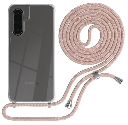 EAZY CASE Handykette kompatibel mit Galaxy A17 Handyhülle mit Umhängeband, Handykordel mit Schutzhülle, Silikonhülle, Hülle mit Band, Stylische Kette für Smartphones, Rosé-Gold